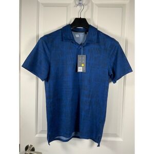 Vuori Mens Blue Abstract Grid Print Performance Polo Shirt Small New NWT
